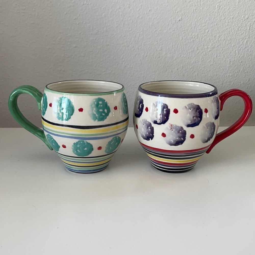Anthropologie Abstract coffee cups set of 2